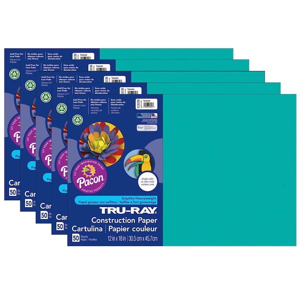 Pacon Tru-Ray Construction Paper, Turquoise, 12x18in, PK250 P103039 - main